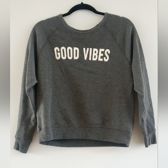 Grayson Threads Sweaters - Grayson Threads Gray Good Vibes Graphic Pullover Sweatshirt Size Medium